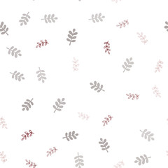 Dark Red vector seamless doodle template with leaves.