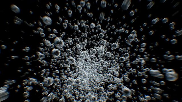Bubbles Cloud in Water on Black and White Backgrounds Beautiful Motion Through the Underwater Bubbling. Loop-able 3d Animation of Fast Flowing Bubbles Mass. 4k Ultra HD 3840x2160.