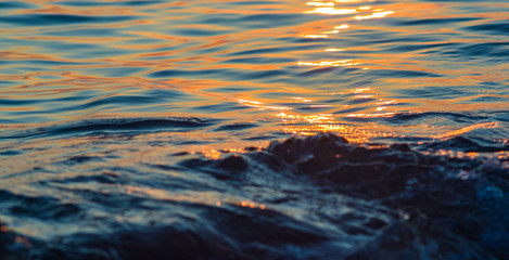 Amazing sea sunset, the sun, waves, clouds