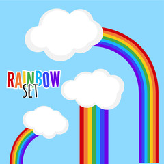 Vector icon set, Color rainbow with clouds.