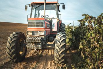 Tractor in a vineyard