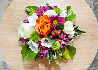 Gorgeous Colorful bouquet with roses and Lisianthus flowers