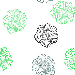Light Blue, Green vector seamless doodle background with flowers.