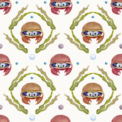 watercolor painted underwater world