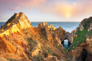 Fototapeta na wymiar Rocky coast of Lagos, Portugal