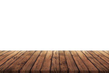Worn wooden table for advertising and presentation of your goods, wooden table on white background,