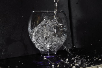 glass, water, drink, crystal, wine, isolated, blue, white, black, transparent, cold, reflection, wineglass, alcohol, christmas, liquid, ice, light, clear, decoration, sphere, cool, cup