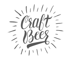 Craft beer handwritten lettering. Design for poster in pubs and bars