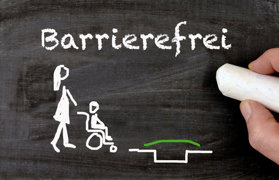 Barrier free environment chalkboard in german Barrierefrei