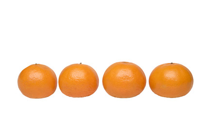 ripe tangerines on a white background