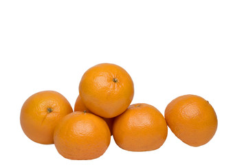 ripe tangerines on a white background