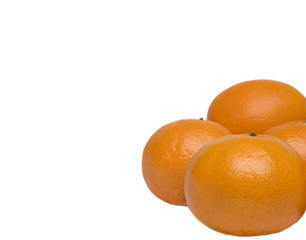 ripe tangerines on a white background