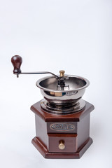 old wooden coffee grinder