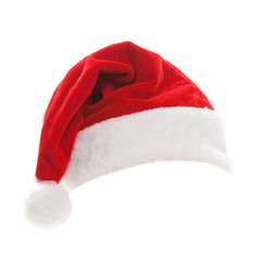 Santa hat isolated on white background. Happy xmas hollidays. Santa hat at studio. Christmas, xmas, winter concept.