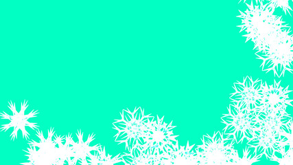 Abstract background with a variety of colorful snowflakes. Big and small.
