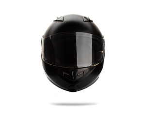 Black motorcycle helmet isolated on white background