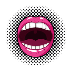 Naklejka premium female mouth pop art style isolated icon