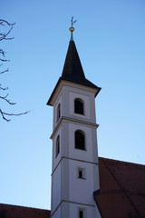 Fototapeta premium In Regensburg, old churches and St. Peter's Cathedral photograph in the sunshine in the spring