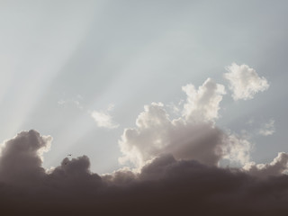 Rays of light through the clouds at sunset.