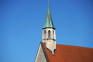 In Regensburg, old churches and St. Peter's Cathedral photograph in the sunshine in the spring