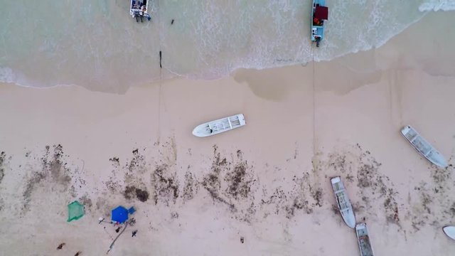 Aerial view on Playa Paraiso, one of Most beautiful beach in Tulum, Mexico 