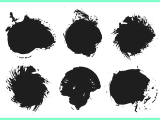Set of Black ink vector stains