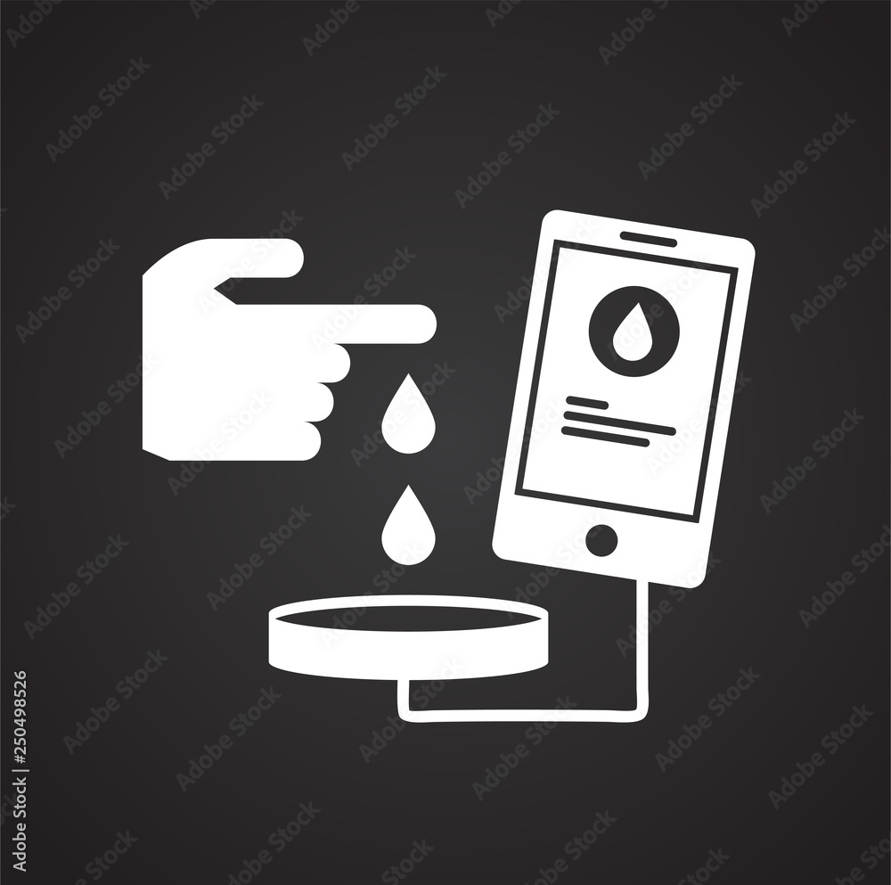 Poster check up icon on black background for graphic and web design, modern simple vector sign. internet co