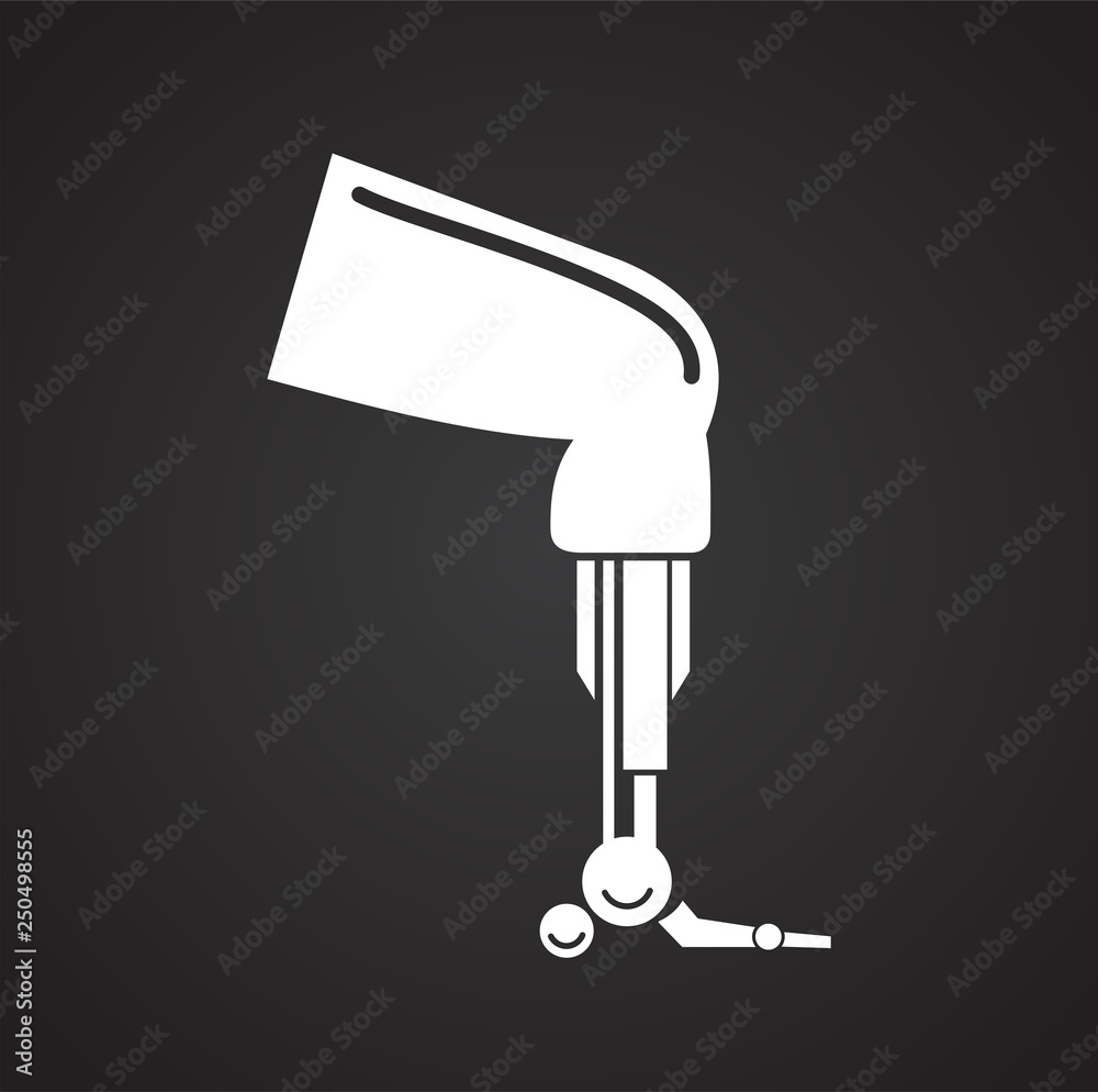 Poster bionic prothesis icon on black background for graphic and web design, modern simple vector sign. int