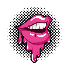 female mouth dripping isolated icon