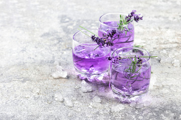 Obraz na płótnie Canvas Lavender flower drink Herbal tonik lemonade