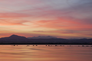 Obraz premium Sunset on Larnaka Salt Lake. Located at Larnaca, Cyprus.