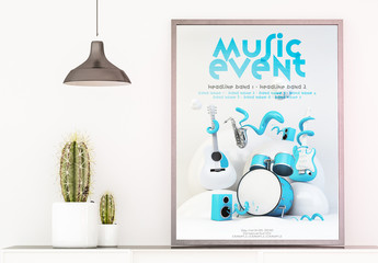 Music Event Layout with Blue 3D Illustrations