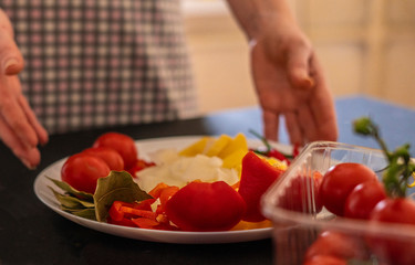 housekeeper prepares products for meat dishes