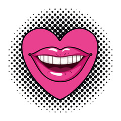 female mouth pop art style isolated icon