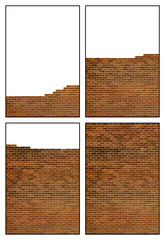 FOUR PICTURE SEQUENCE OF BRICK WALL BEING BUILT