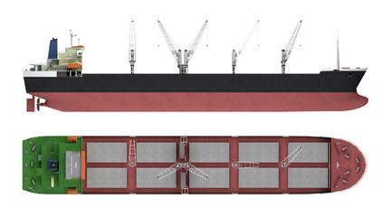 empty cargo ship with cranes