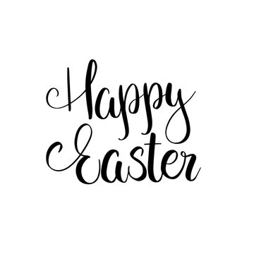 Vector hand lettering illustration. Happy easter - calligraphy phrase. Typography design composition. Spring holiday