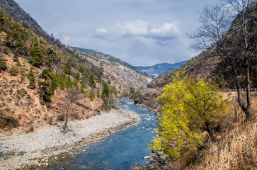 Fototapeta na wymiar Paro Chu River near Paro city, Bhutan