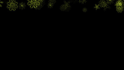 Abstract background with a variety of colorful snowflakes. Big and small.