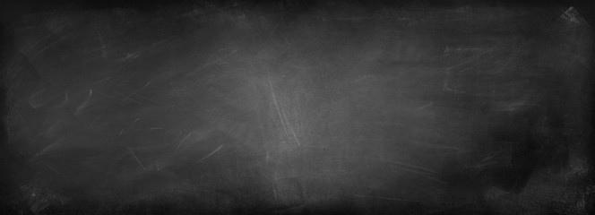 Wide black board or chalkboard banner background