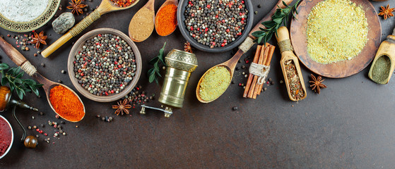 Spices and seasonings for cooking in the composition on the table