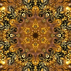 Abstract liquid gold graphic painting background. Back pattern for create rich and luxury production, card, invitation, album cover or poster design. Fashion golden fractal artwork. Digital art.