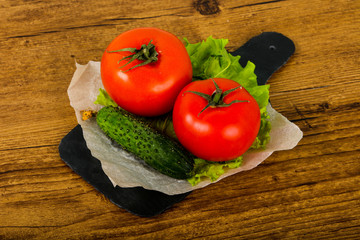 Cucumbers and tomatoes