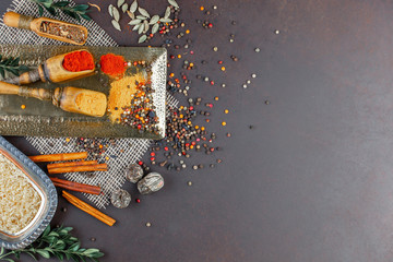 Spices and seasonings for cooking in the composition on the table