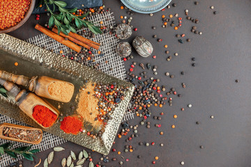 Spices and seasonings for cooking in the composition on the table