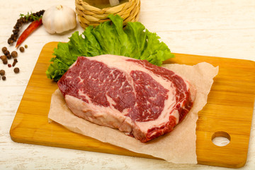 Rib eye raw steak