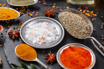Spices and seasonings for cooking in the composition on the table