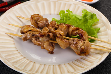 Chicken skin skewer