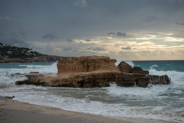 The coast of Ibiza one day with very bad sea