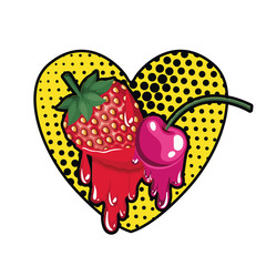 cherry and strawberry dripping icon